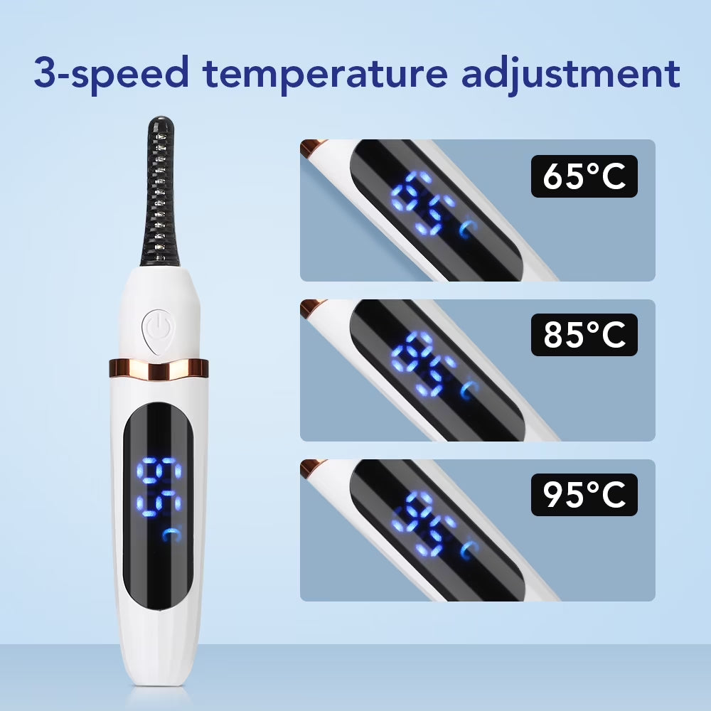 Heated Eyelash Curlers Electric Eyelash Curler Rechargeable - Fast Heat up within 10S - 24 Hours Long Lasting - 3 Heating Modes Anti-Burn Mini Lash Curler with LED Display, Gift for Women Girls