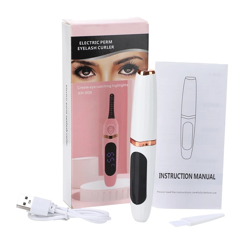 Heated Eyelash Curlers Electric Eyelash Curler Rechargeable - Fast Heat up within 10S - 24 Hours Long Lasting - 3 Heating Modes Anti-Burn Mini Lash Curler with LED Display, Gift for Women Girls