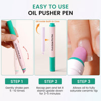 Ceramic Cuticle Oil Pusher Pen - Cuticle Remover Kit for Nails, Nail Care Tool with Nail Clipper Nail Buffer for Hangnails, Dry & Damaged Nails, Moisturize Strengthen Brighten