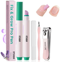Ceramic Cuticle Oil Pusher Pen - Cuticle Remover Kit for Nails, Nail Care Tool with Nail Clipper Nail Buffer for Hangnails, Dry & Damaged Nails, Moisturize Strengthen Brighten