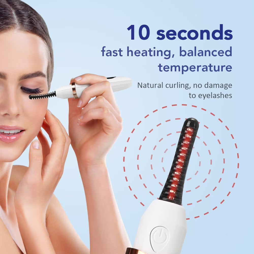 Heated Eyelash Curlers Electric Eyelash Curler Rechargeable - Fast Heat up within 10S - 24 Hours Long Lasting - 3 Heating Modes Anti-Burn Mini Lash Curler with LED Display, Gift for Women Girls