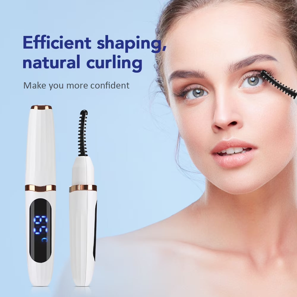 Heated Eyelash Curlers Electric Eyelash Curler Rechargeable - Fast Heat up within 10S - 24 Hours Long Lasting - 3 Heating Modes Anti-Burn Mini Lash Curler with LED Display, Gift for Women Girls